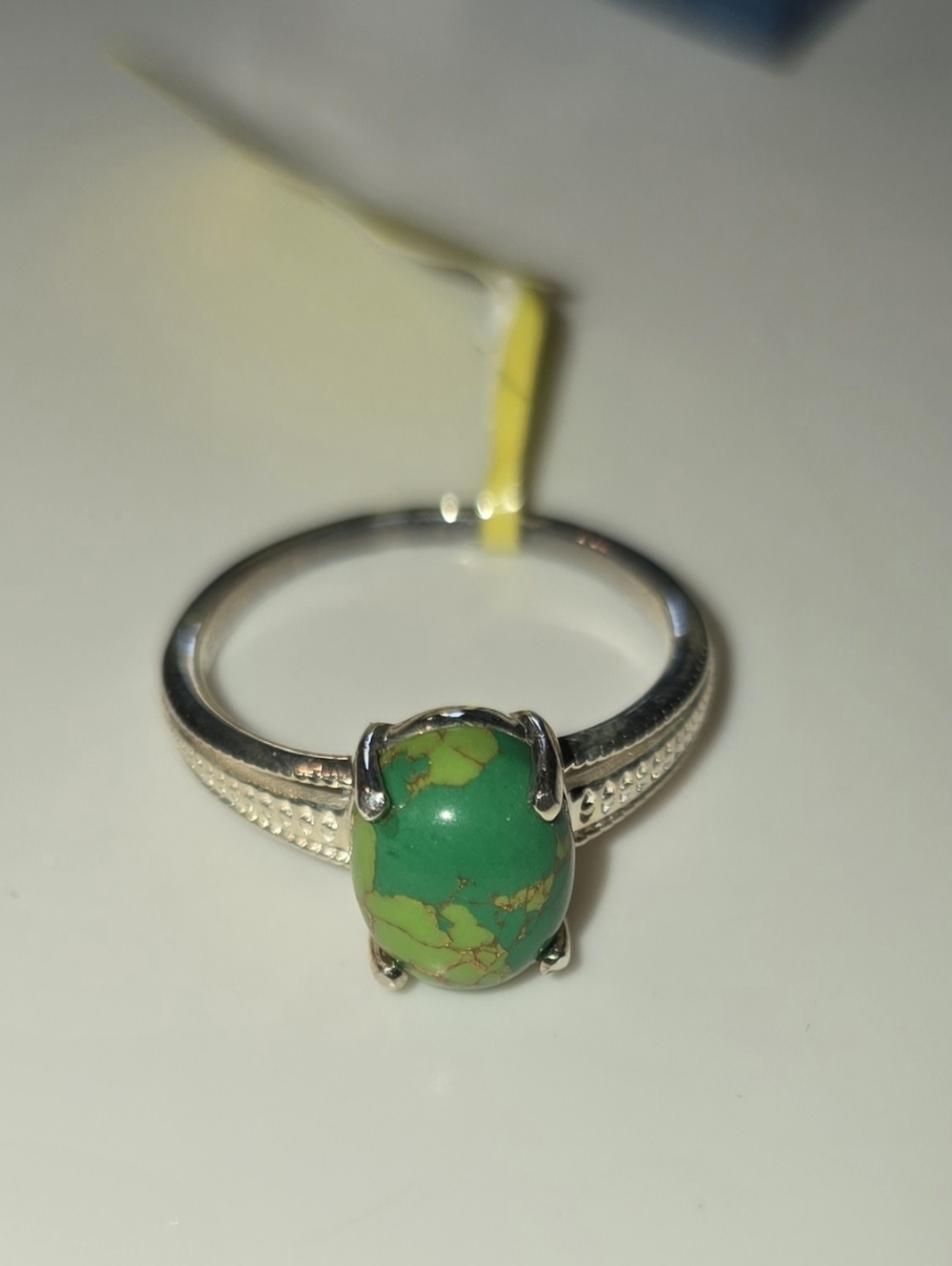 NWT - Green Turquiose Cabachon Ring In 925 SS
